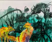 <p>Rebekka Steiger, <em>untitled</em>, 2024, acrylic ink on canvas, 80 x 100 cm</p>
