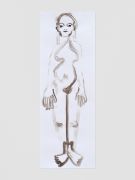 <p>Mirko Baselgia,&nbsp;<em>I stay focussed on the pregnant emptiness and tame my monkey mind,</em> 2023, coprinus comatus ink on paper, mounted on wood, framed with larch wood, 99 x 33 cm (paper); 100 x 35 x 2.2 cm (frame)</p>
