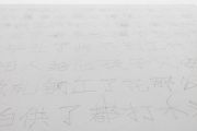 <p>Cao Yu, <em>Everything is Left Behind XVI,</em> 2023 - 2024, canvas, fallen long hair (the artist&#39;s), 135 x 90 cm, detail</p>

