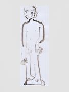 <p>Mirko Baselgia,&nbsp;<em>Because of my thoughts of the past and the future, i become unable to stay present,</em> 2023, coprinus comatus ink on paper, mounted on wood, framed with larch wood, 99 x 33 cm (paper); 100 x 35 x 2.2 cm (frame)</p>
